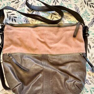 Two-Tone Brown and Pink Hobo Bag